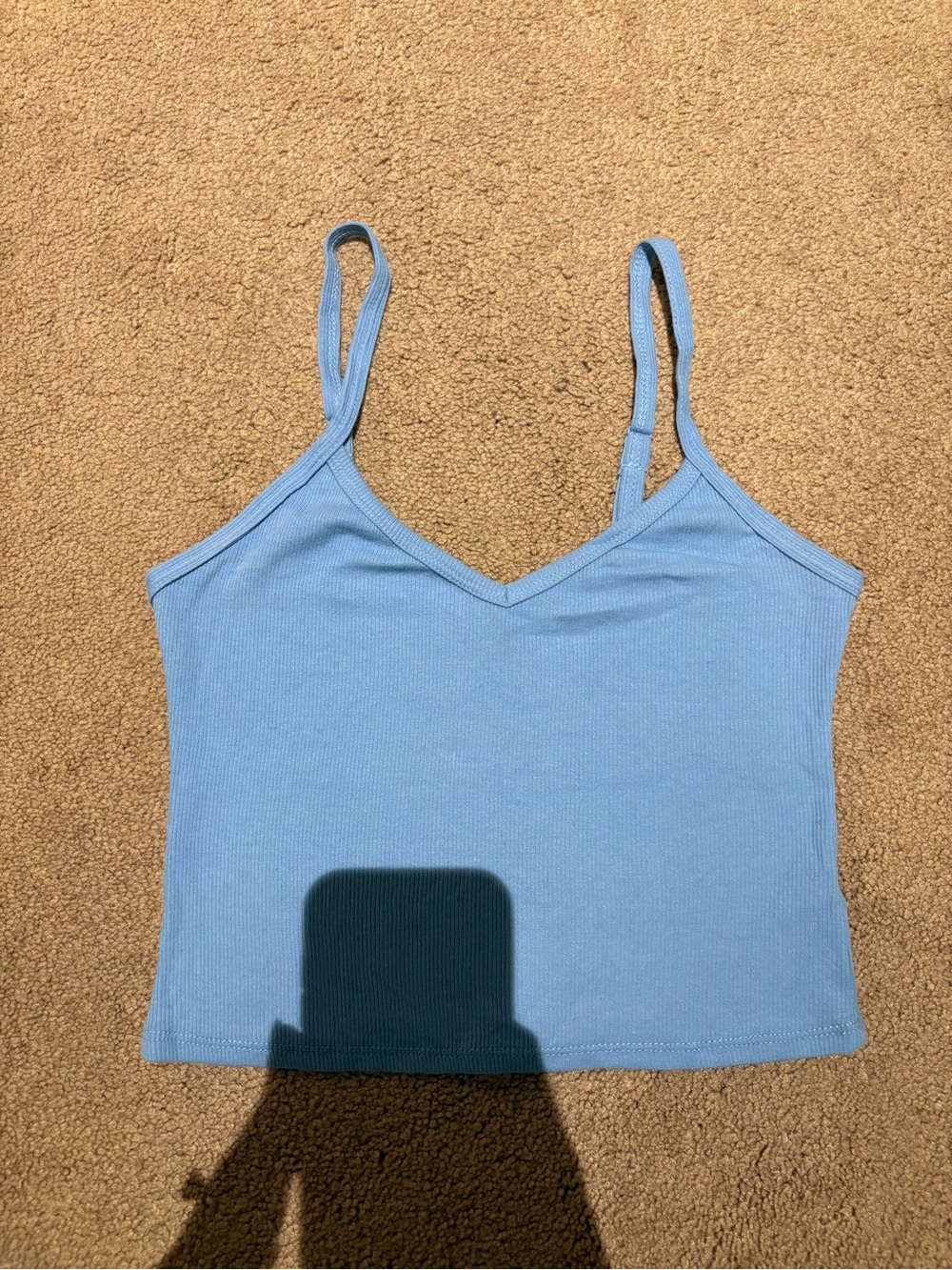 Ardene Light Blue Ribbed Spaghetti Strap Crop Cami size small